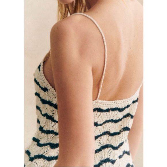 NEW! Sézane Francisco Organic Cotton Crochet Knit Button Sweater Tank Top Size M - Picture 8 of 9